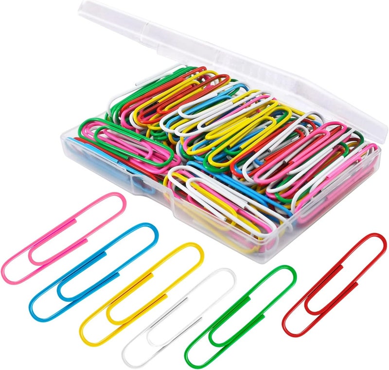 AnutriON Paper Clips, 100Pcs 2 Inch Large Paperclips, Assorted Colored Coated Jumbo Reusable Big Paperclips, Large Colored Paper Clips for Office School Document Organizing - Image 1